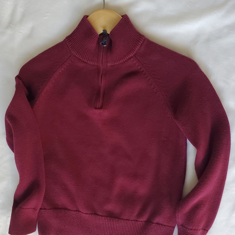 Crewcuts Kids Preppy Burgundy Sweater Quarter Zip. Back To School Fall Style. - Picture 3 of 16